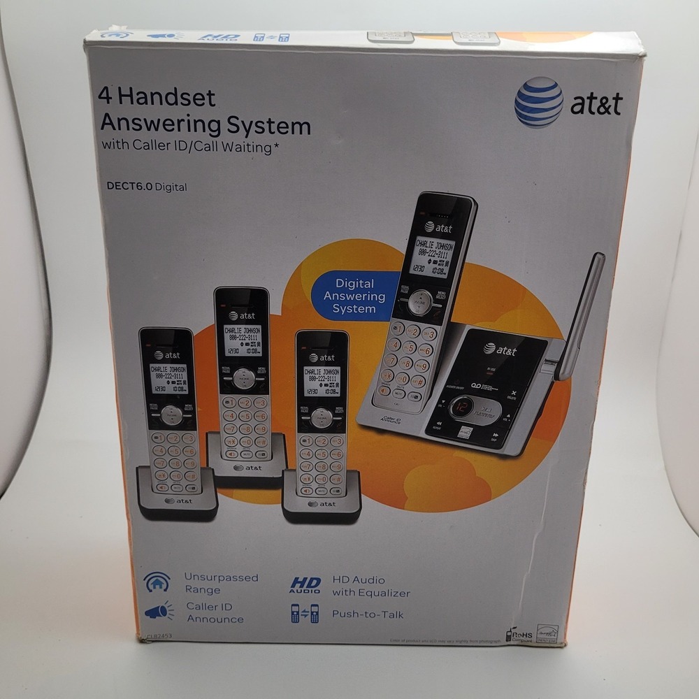 New Open Box AT&T CL82453 Digital Answering System 4 Phones/W Chargers